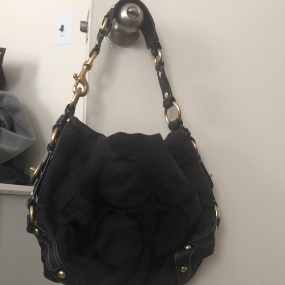 Coach Handbags - Black coach purse with gold accents